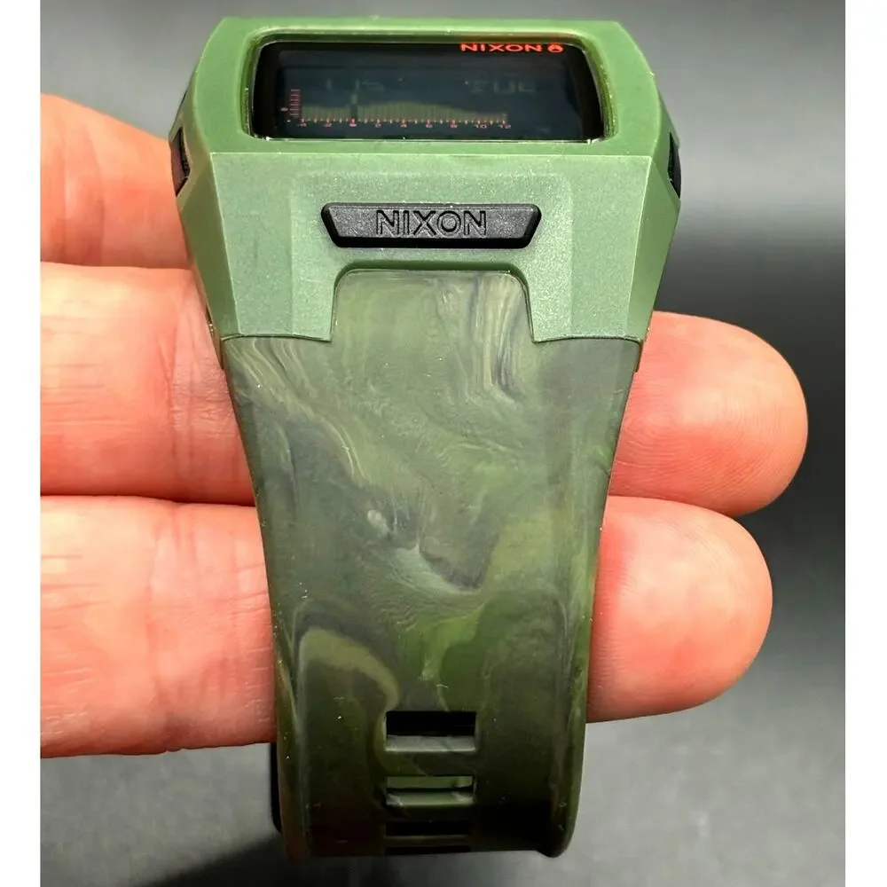 Nixon Lodown II Green Camo Digital Tide Watch Surf 100M